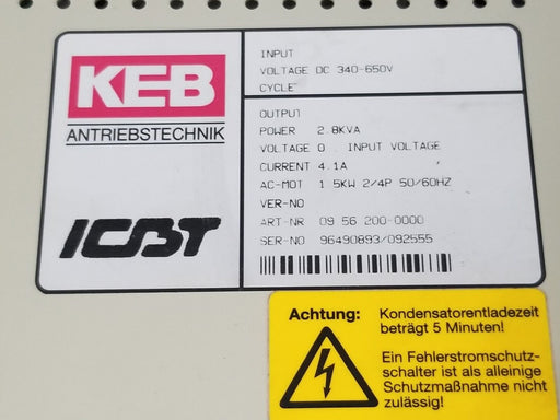 KEB COMBIVERT 09.56.200-0000 AC DRIVE 1.5KW/2.8KVA , C7A1/X3C0/0211/02Z0