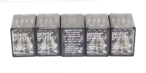 LOT OF 5 POTTER & BRUMFIELD KHAU-17A11-120 RELAYS, 120V 50/60HZ, KHAU17A11120
