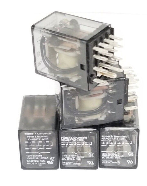 LOT OF 5 POTTER & BRUMFIELD KHAU-17A11-120 RELAYS, 120V 50/60HZ, KHAU17A11120