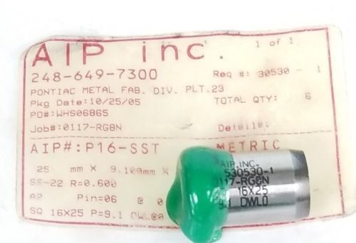 LOT OF 6 NEW AIP INC P16-SST PUNCHES 530530-1, 0117-RG8N, 25 X 9.1 X 9.1 MM