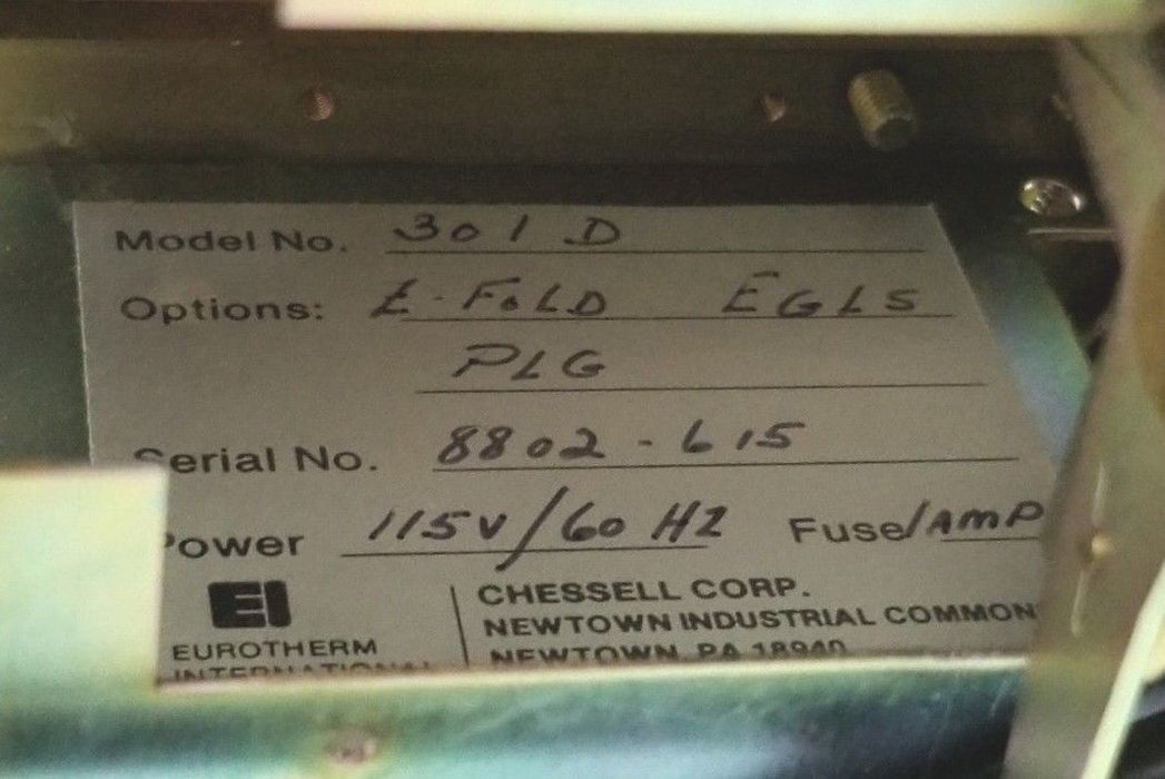 CHESSELL CORP. MODEL: 301D CHART RECORDER Z-FOLD EGLS PLG OPTIONS 115V/60HZ