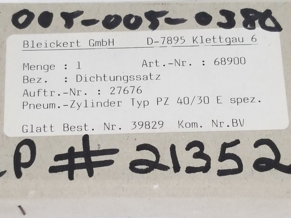 NIB BLEICKERT 68900 PNEUM. CYLINDER KIT TYPE PZ 40/30 E, 39826, 27676