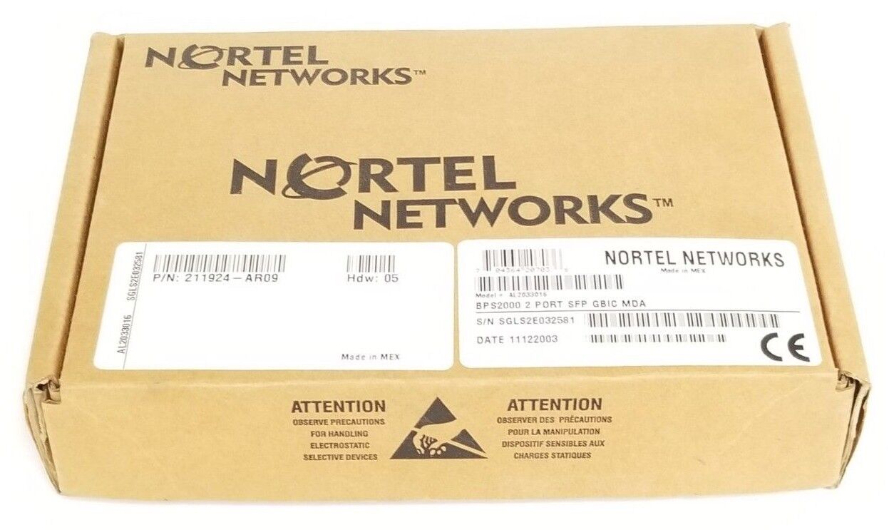 NIB NORTEL NETWORKS BPS2000-2GE MDA BOARD 2 PORT SFP GBIC MDA P210464-CR02
