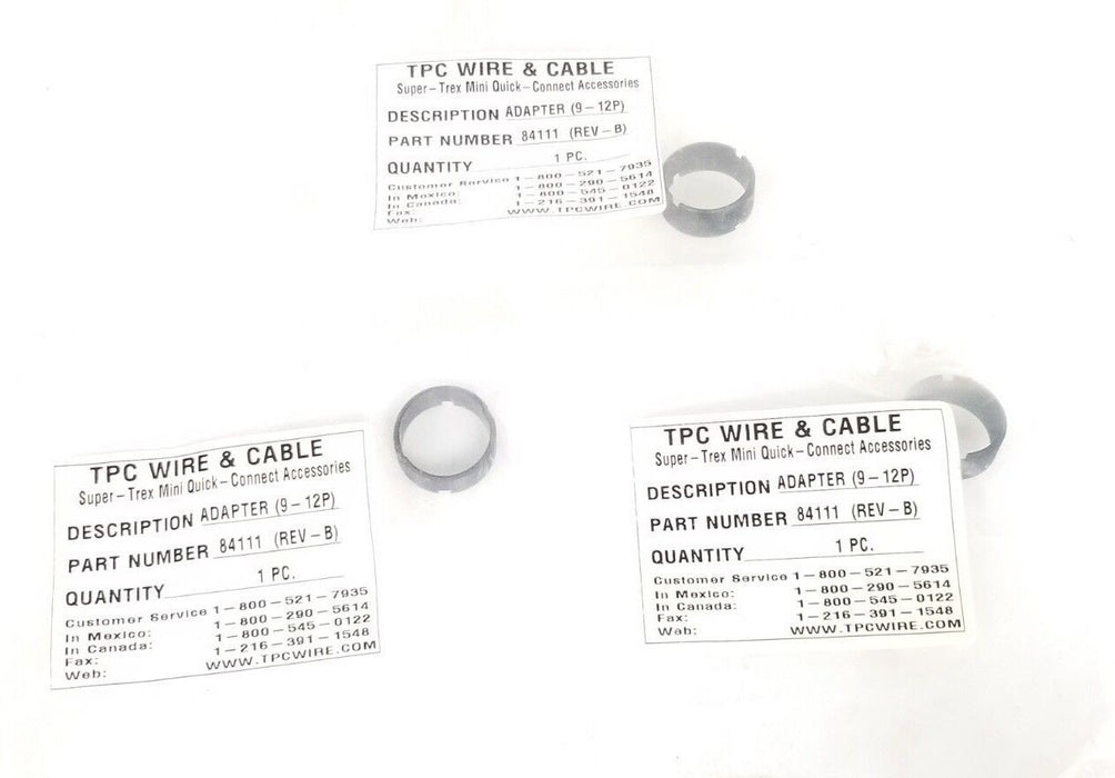 LOT OF 3 NEW TPC WIRE & CABLE 84111 (REV-B) ADAPTER (9-12P)