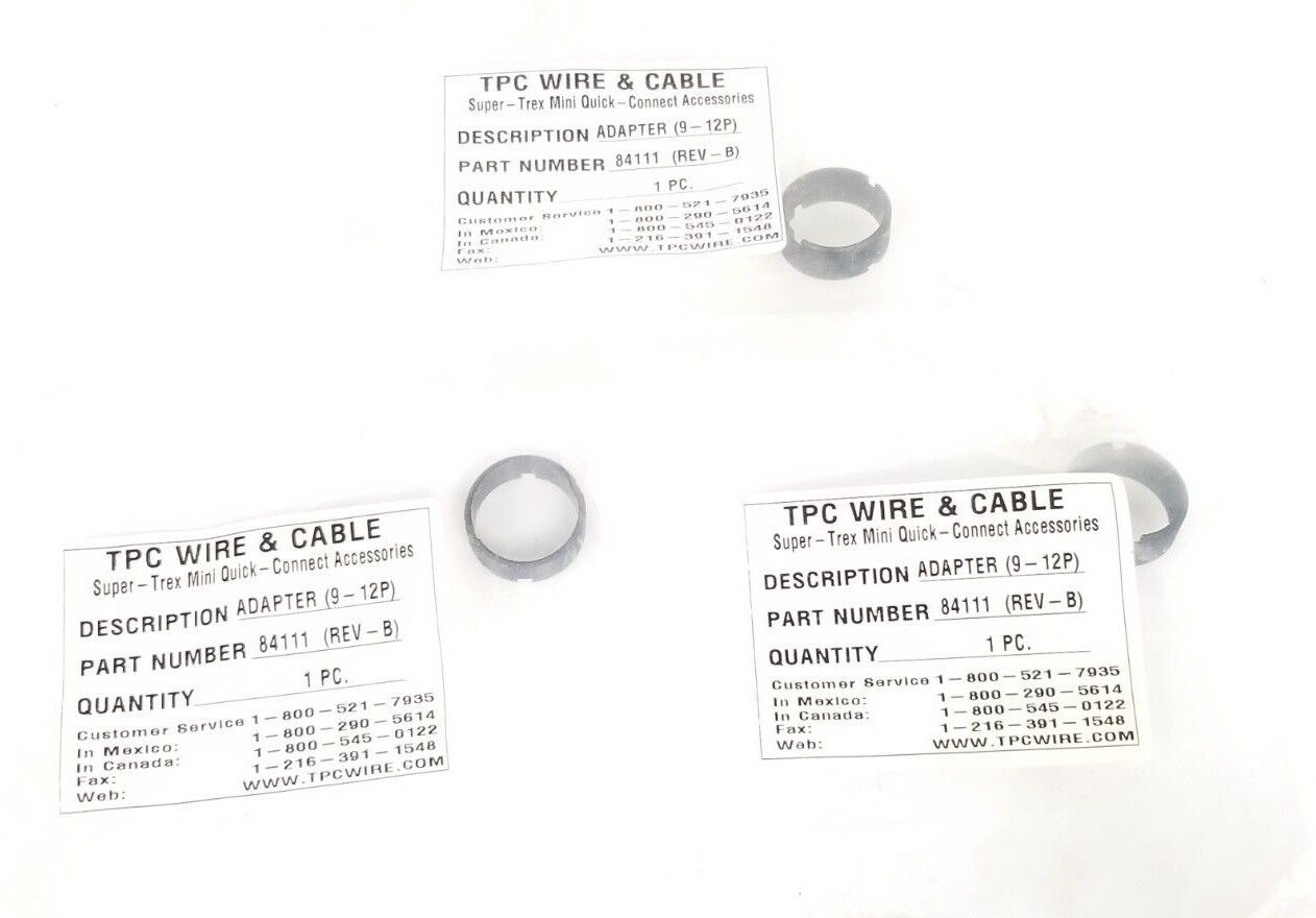 LOT OF 3 NEW TPC WIRE & CABLE 84111 (REV-B) ADAPTER (9-12P)