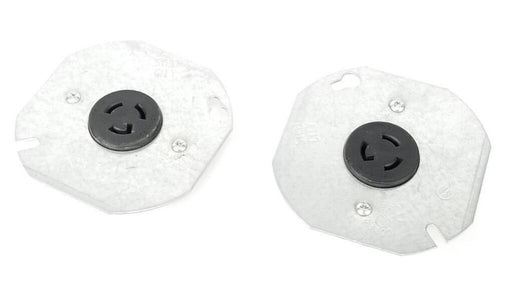 LOT OF 2 P&S 15A-125V PLUGS W/ STEEL CITY 5401 LR STL OCT BX CVR 4IN DIA SGL RCP