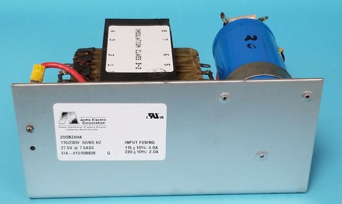 ACME ELECTRIC 200B24HA POWER SUPPLY 115/230V, 50/60HZ, 27.5V @ 7.5ADC