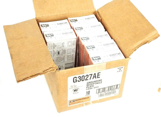 LOT OF 7 NEW WIREMOLD G3027AE GROUNDING RECEPTACLE PLATES, GRAY