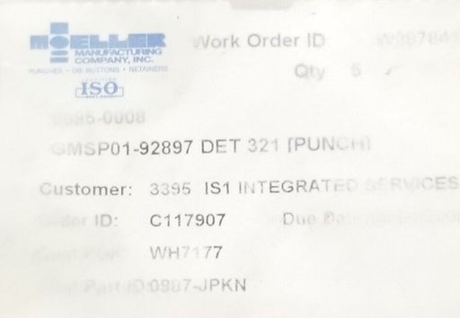 LOT OF 2 NEW MOELLER 3395-0008, 0987-JPKN PUNCHES GMSP01-92897 DET 321