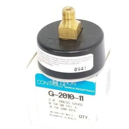 NIB JOHNSON CONTROLS G-2010-11 PRESSURE GAUGE 2INCH 0-30PSIG 0-200KPA
