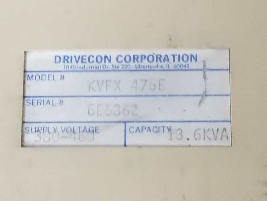 DRIVECON KVFX-475-E TRANSISTOR INVERTER DRIVE KVFX475E (COVER ONLY)