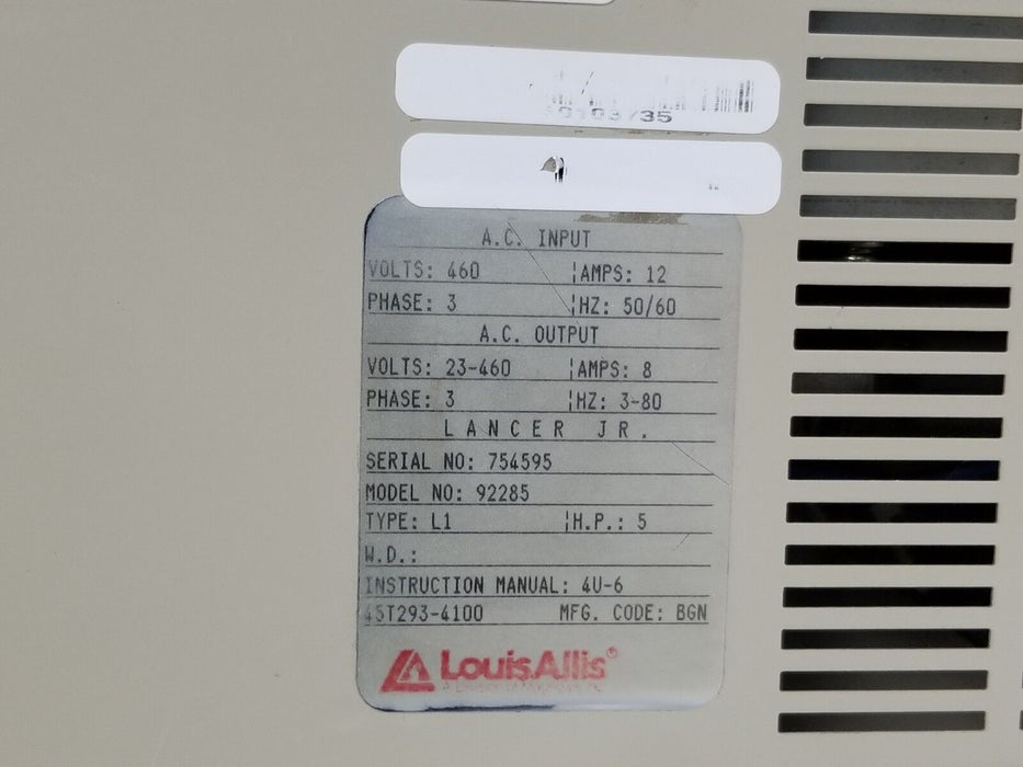 LOUIS ALLIS ESP-130 TRANSISTOR INVERTER DRIVE 92285 TYPE: L1 5HP (INCOMPLETE)