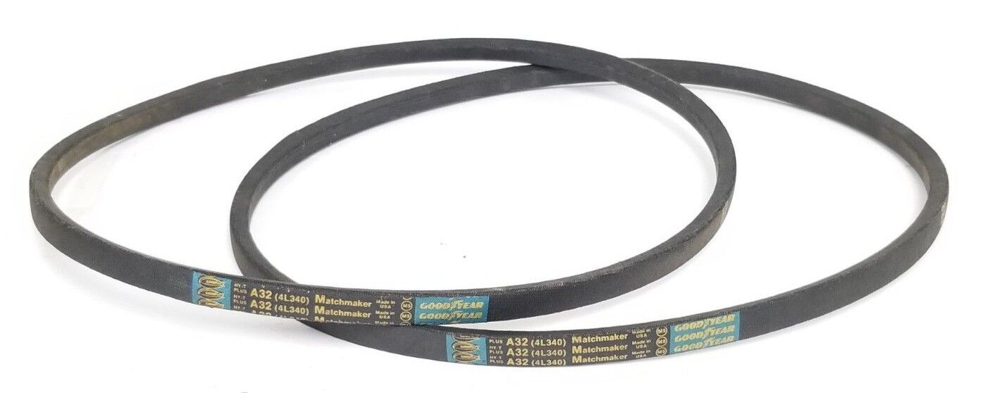 LOT OF 2 NEW GOODYEAR A32 V-BELTS PROFILE SMOOTH 34INCH OC, 1/2INCH WIDE, 4L340