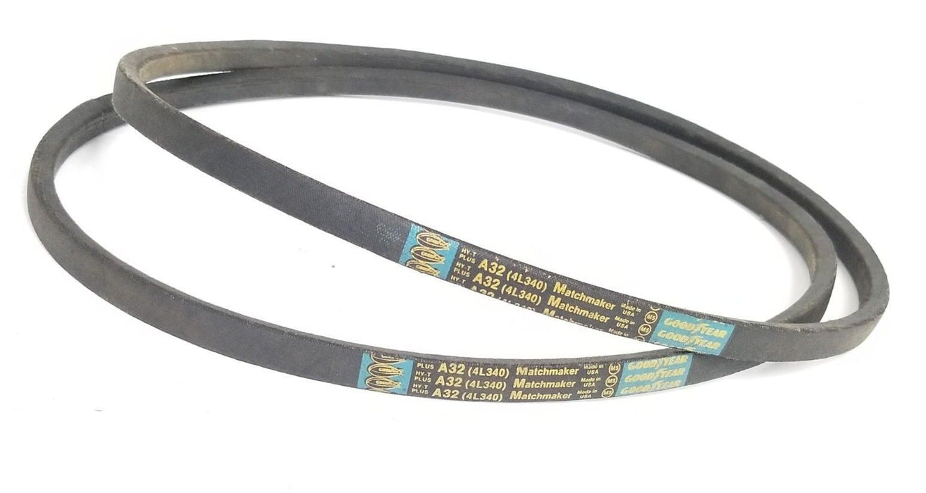 LOT OF 2 NEW GOODYEAR A32 V-BELTS PROFILE SMOOTH 34INCH OC, 1/2INCH WIDE, 4L340