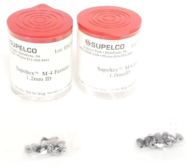 LOT OF (2) NEW PACKS OF 10 SUPELCO SUPELTEX M-4 FERRULES 1.0mmID