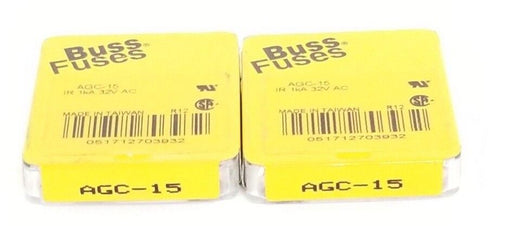 LOT OF 10 NEW COOPER BUSSMANN AGC-15 MINIATURE FUSES AGC15, IR 1kA, 32V AC