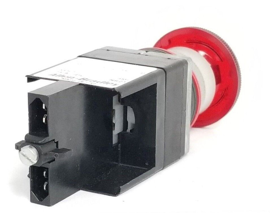 NEW ALLEN BRADLEY 800MB PUSH PULL SWITCH SER. D, 24V (RED LENS)