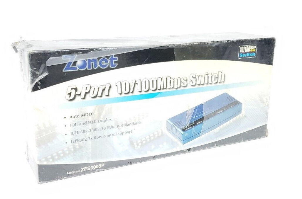 NEW ZONET ZFS3005P 5-PORT 10/100 MBPS ETHERNET SWITCH