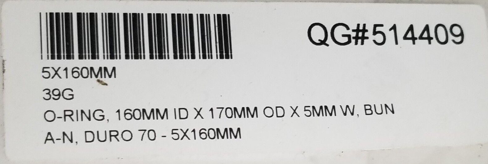 LOT OF 4 NEW SEALING SPECIALTIES 160X5BN70 METRIC O-RINGS 160MM ID 170MM OD