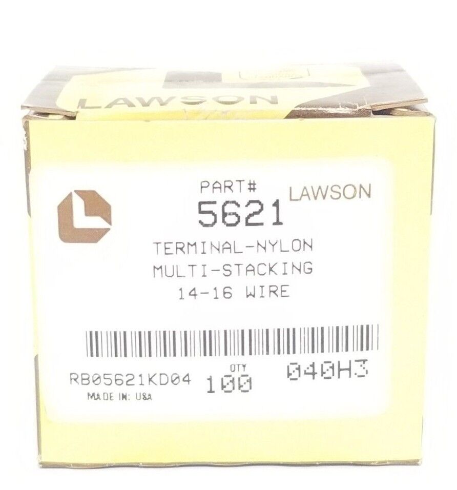 BOX OF 83 NEW LAWSON 5621 TERMINAL-NYLON MULTI-STACKING 14-16 WIRE
