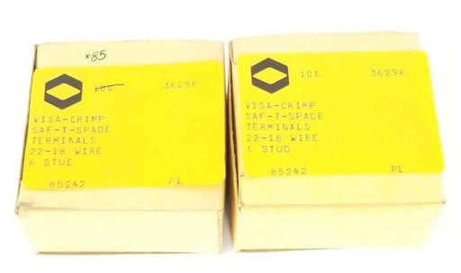 LOT OF 185 NEW VISA-CRIMP 85242 SAF-T-SPADE TERMINALS, 22-18 WIRE, 6 STUD, 36298