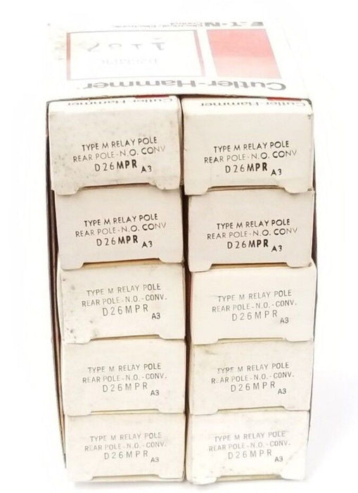 BOX OF 10 NEW CUTLER HAMMER D26MPR TYPE M RELAYS POLE REAR POLE N.O. CONV SER A3