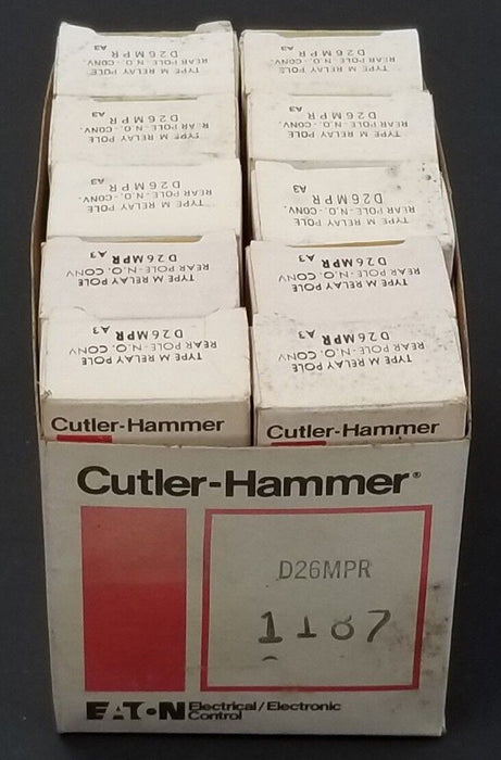 BOX OF 10 NEW CUTLER HAMMER D26MPR TYPE M RELAYS POLE REAR POLE N.O. CONV SER A3