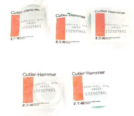 LOT OF 5 NEW EATON CUTLER-HAMMER 10250TB61 PUSH-PULL BUTTONS GREEN