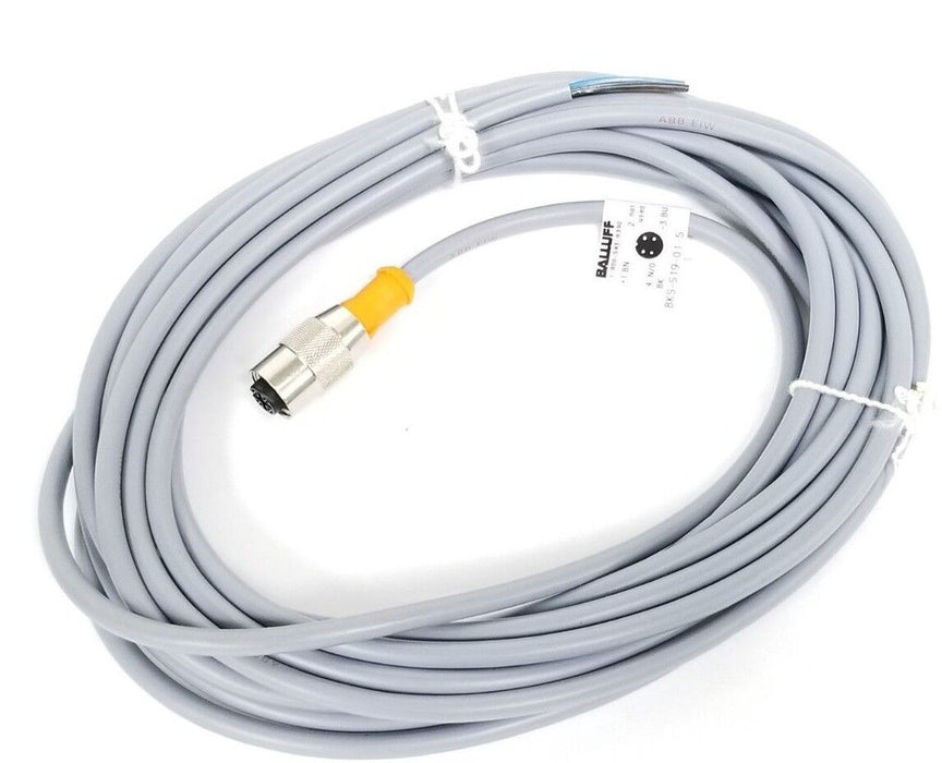 NEW BALLUFF BKS-S 19-1-05 SINGLE-ENDED CORDSET 125 VAC/ 150 VDC, 3-PINS