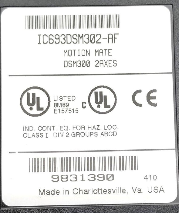 GE FANUC IC693DSM302-AF MOTION MATE DSM300 2 AXIS CONTROL MODULE IC693DSM302AF