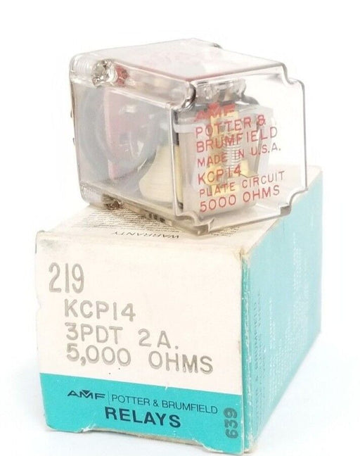 NIB POTTER & BRUMFIELD KCP14-5000, 219, KCP14 RELAY 3PDT, 2A, 5,000 OHMS