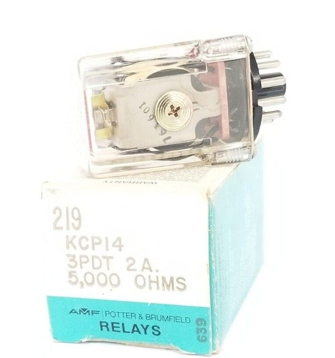 NIB POTTER & BRUMFIELD KCP14-5000, 219, KCP14 RELAY 3PDT, 2A, 5,000 OHMS