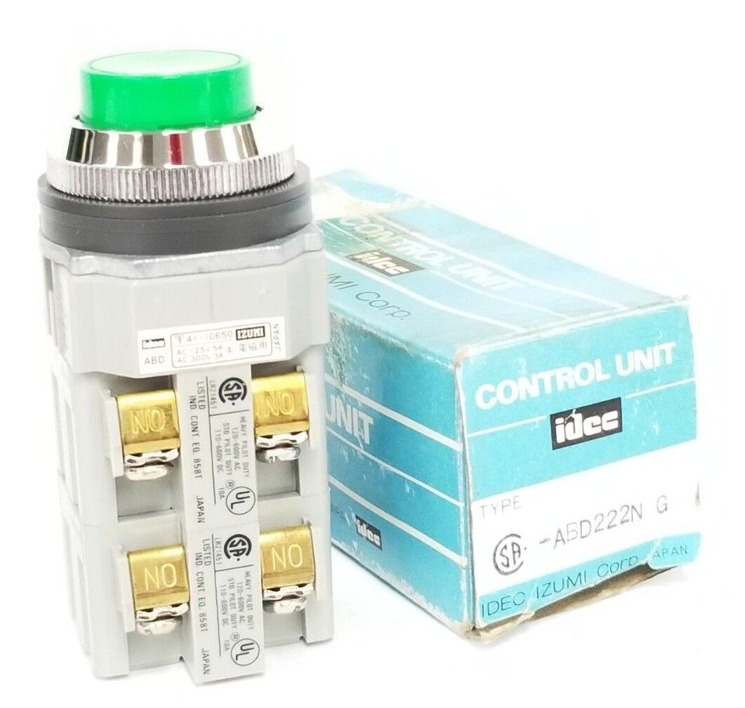 NIB IDEC ABD222N-G CONTROL UNIT ABD222NG, 41-10650, GREEN PUSHBUTTON