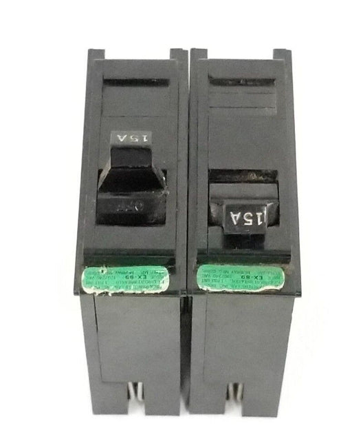 LOT OF 2 MURRAY UNDERWRITERS MP115 CIRCUIT BREAKERS EX-89, 47544, STYLE MP, 15A