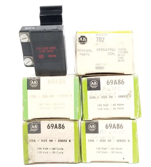 LOT OF 5 NIB ALLEN BRADLEY 69A86 COILS SIZE: 00, SER. K, 120V-60CY, 110V-50CY