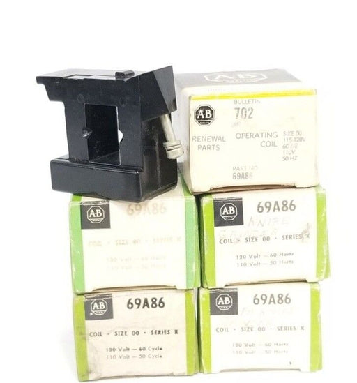 LOT OF 5 NIB ALLEN BRADLEY 69A86 COILS SIZE: 00, SER. K, 120V-60CY, 110V-50CY