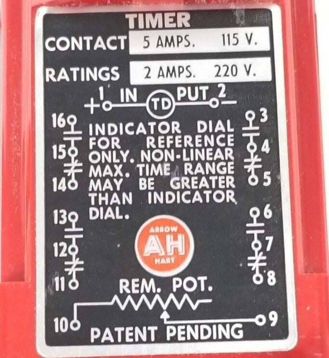 NIB ARROW HART TEMI-117-D TIMER 110VAC .1-7 SEC 5A 115V 2A 220V TEMI117D
