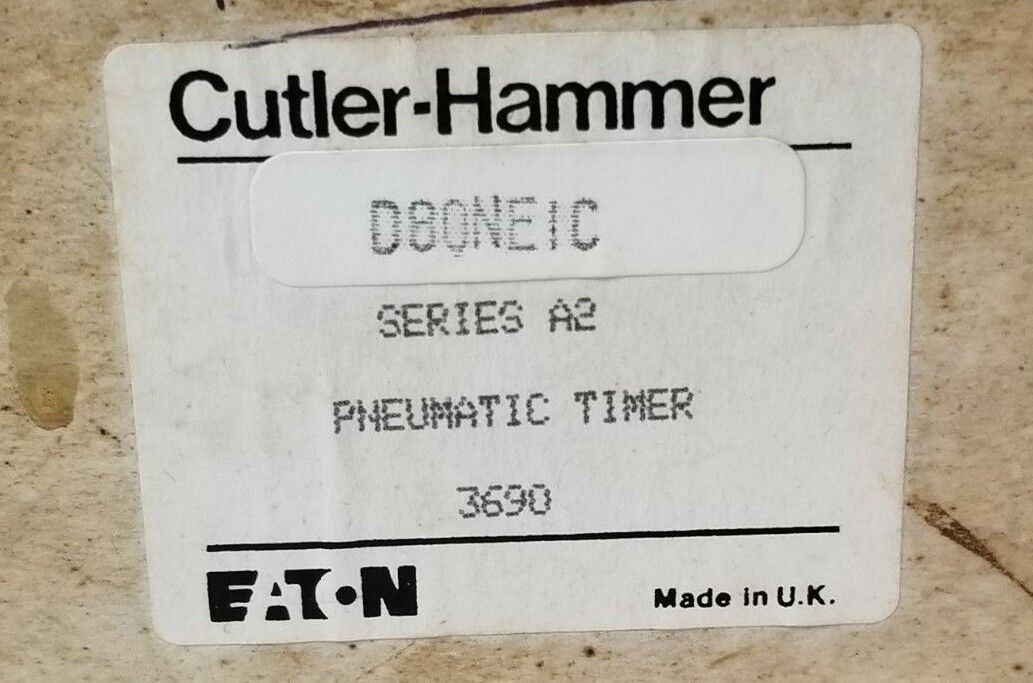 NIB EATON CUTLER HAMMER D80NE1C PNEUMATIC TIMER SER. A2 D80N D80AS1