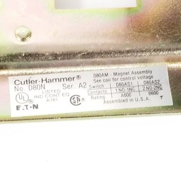 NIB EATON CUTLER HAMMER D80NE1C PNEUMATIC TIMER SER. A2 D80N D80AS1
