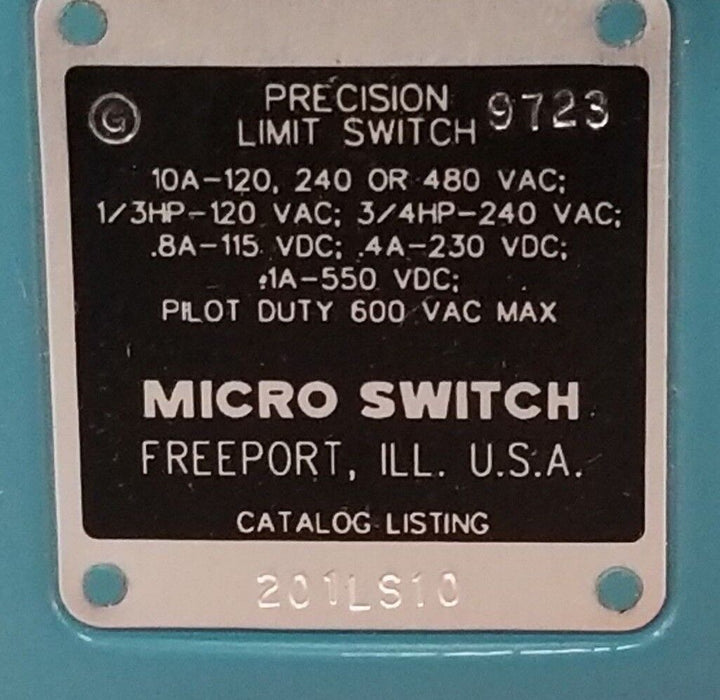 NIB HONEYWELL 201LS10 PRECISION LIMIT SWITCH W/ LS-Z54M SWITCH LEVER 600VAC