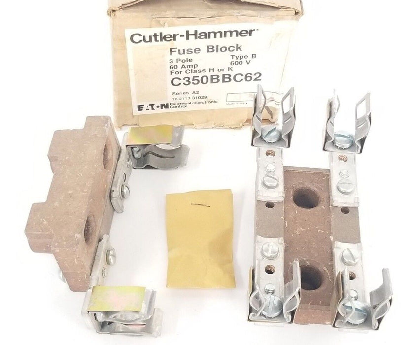 NIB EATON CUTLER-HAMMER C350BBC62 FUSE BLOCK 3-POLE TYPE: B, SER. A2