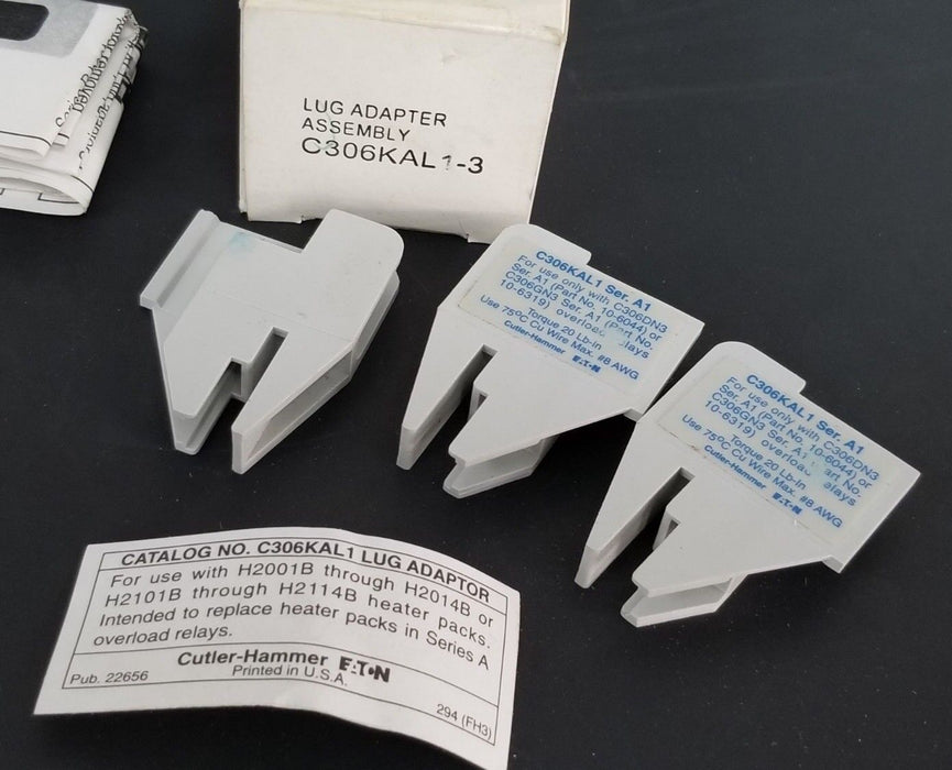 LOT OF 6 NEW EATON CUTLER-HAMMER C306KAL1-3 LUG ADAPTER ASSEMBLIES