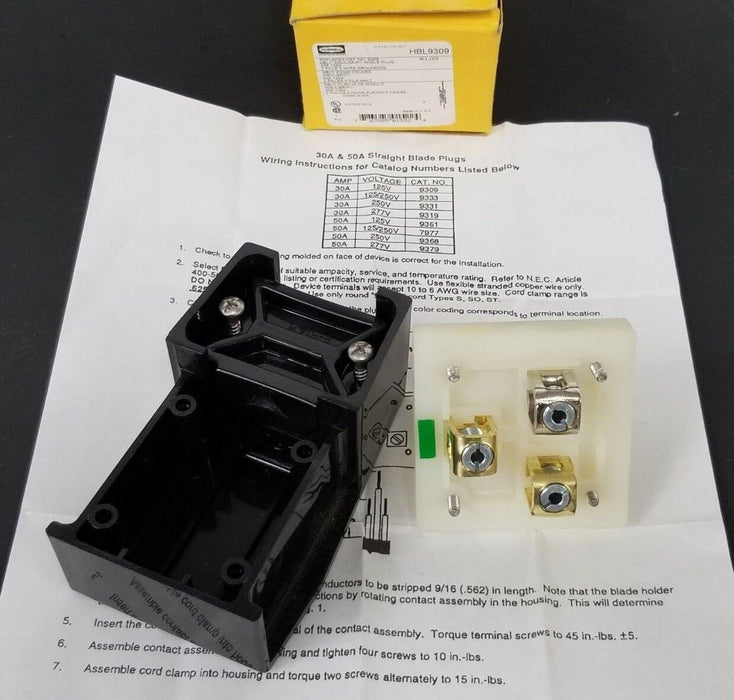 NIB HUBBELL HBL9309 INSULGRIP ANGLE PLUG 30A 125V