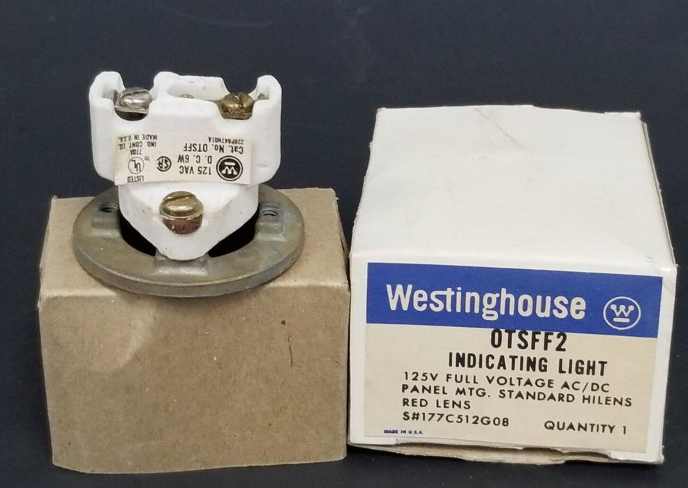 NIB WESTINGHOUSE OTSFF2 INDICATING LIGHT 125V FULL VOLTAGE RED LENS