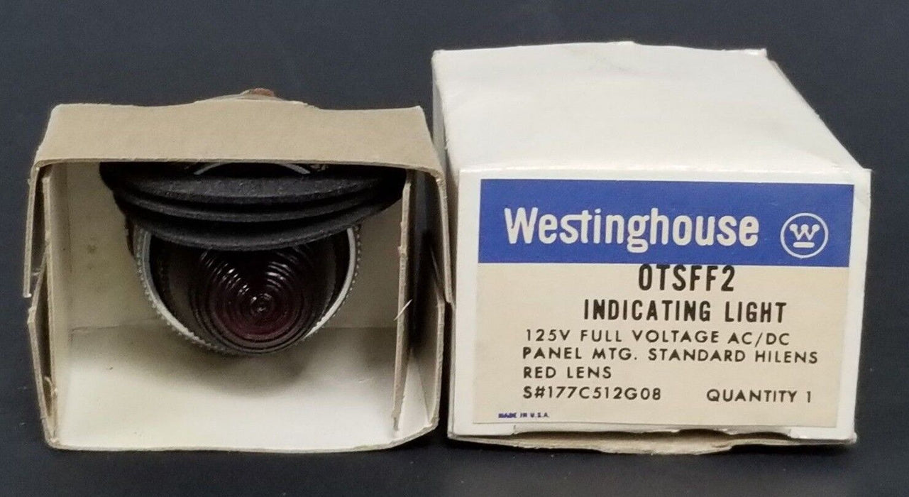 NIB WESTINGHOUSE OTSFF2 INDICATING LIGHT 125V FULL VOLTAGE RED LENS