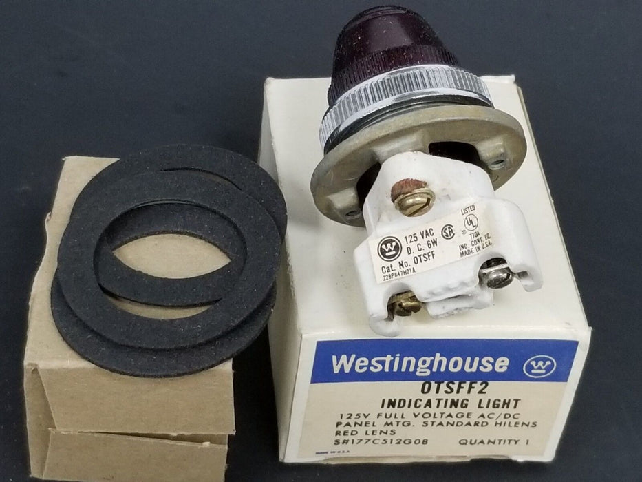 NIB WESTINGHOUSE OTSFF2 INDICATING LIGHT 125V FULL VOLTAGE RED LENS