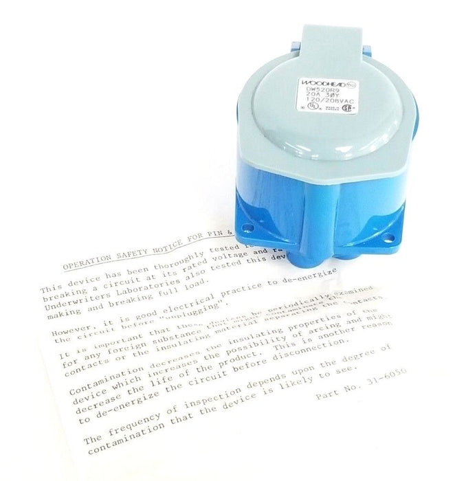 NIB WOODHEAD DW520R9 PIN & SLEEVE RECEPTACLE 20A 30Y 120/208VAC