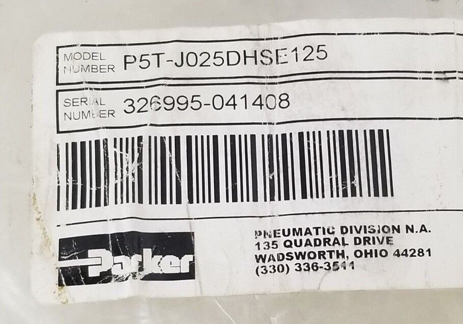 NEW PARKER PNEUMATIC P5T-J025DHSE125 SHORT STROKE THRUSTER CYLINDER 145PSI
