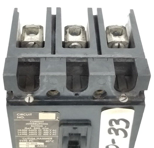CUTLER HAMMER FC-3070 CIRCUIT BREAKER 70A 600VAC LH-443 3-POLE FC3070