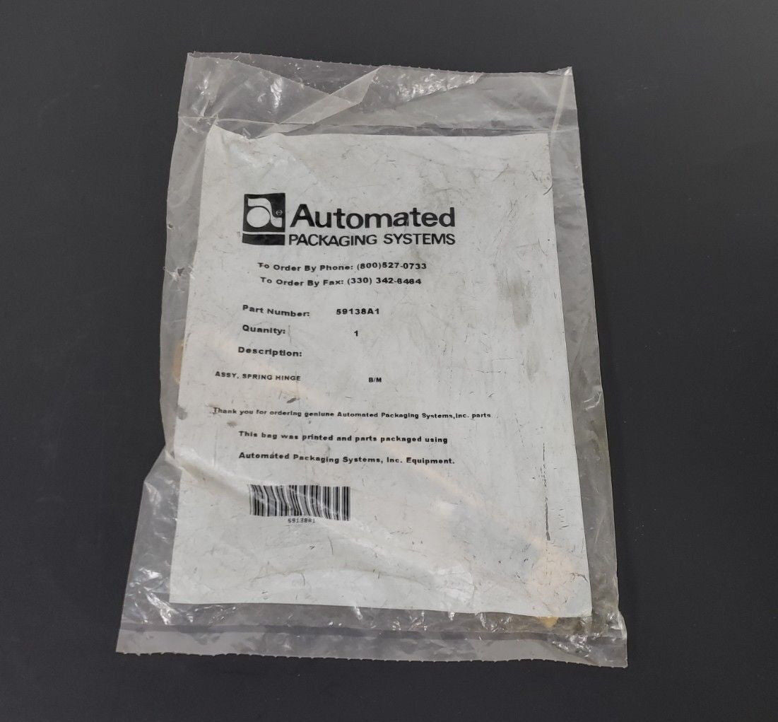 NIB AUTOMATED PACKAGING SYSTEMS 59138A1 SPRING HINGE ASSY